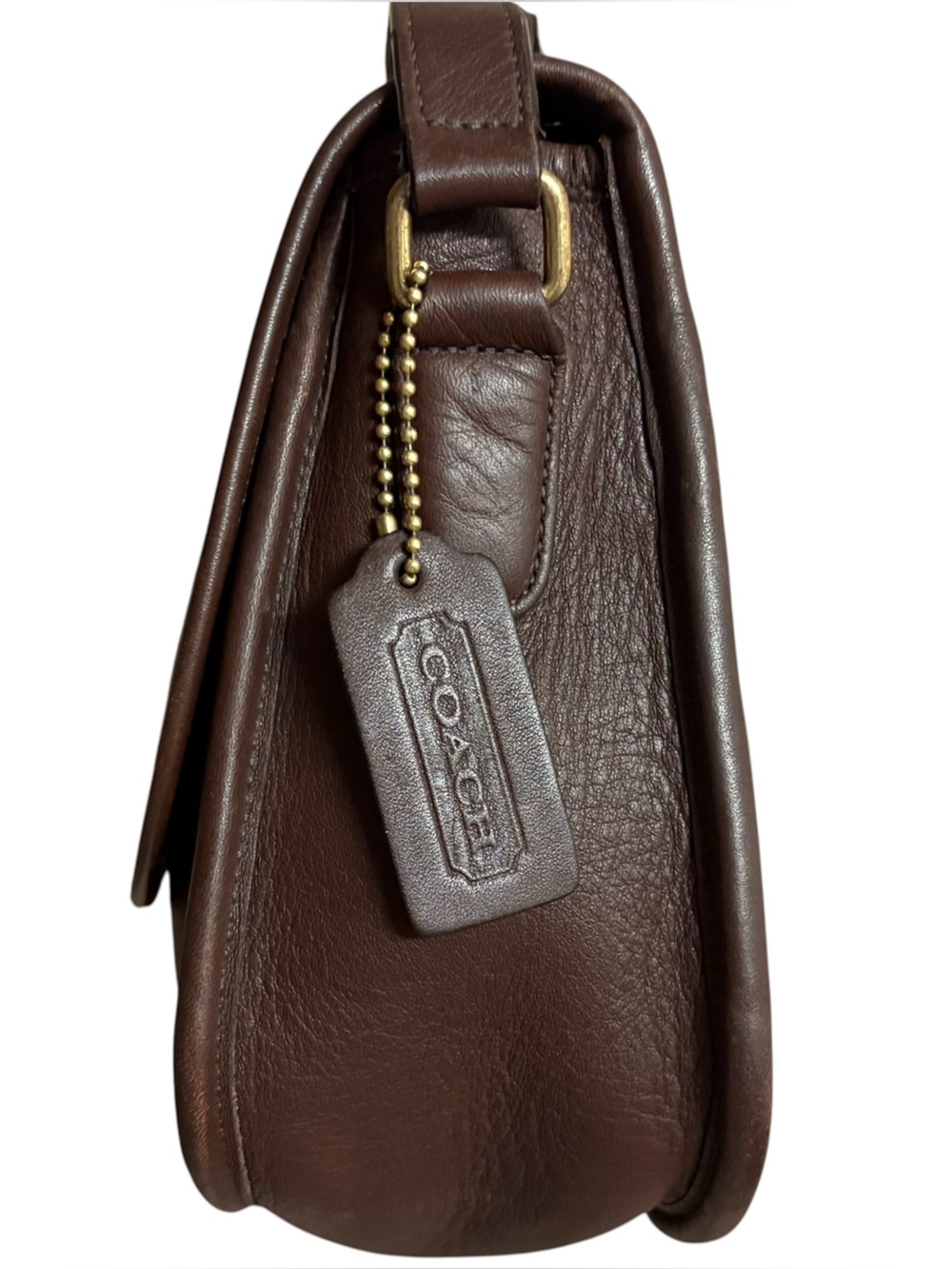 Vtg 9790 Brown Leather Saddle Bag Turnlock Adjustable Strap - Picture 4 of 14